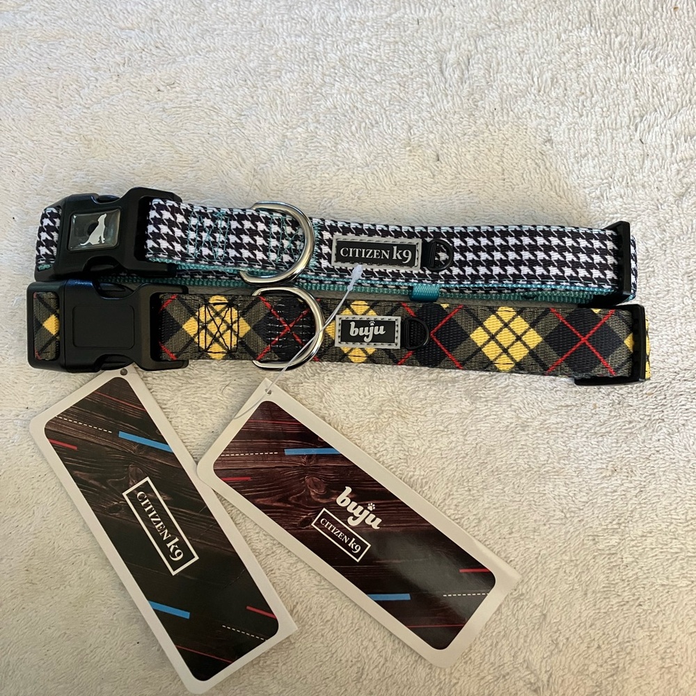 Citizen Black and White Houndstooth Dog Collar size L